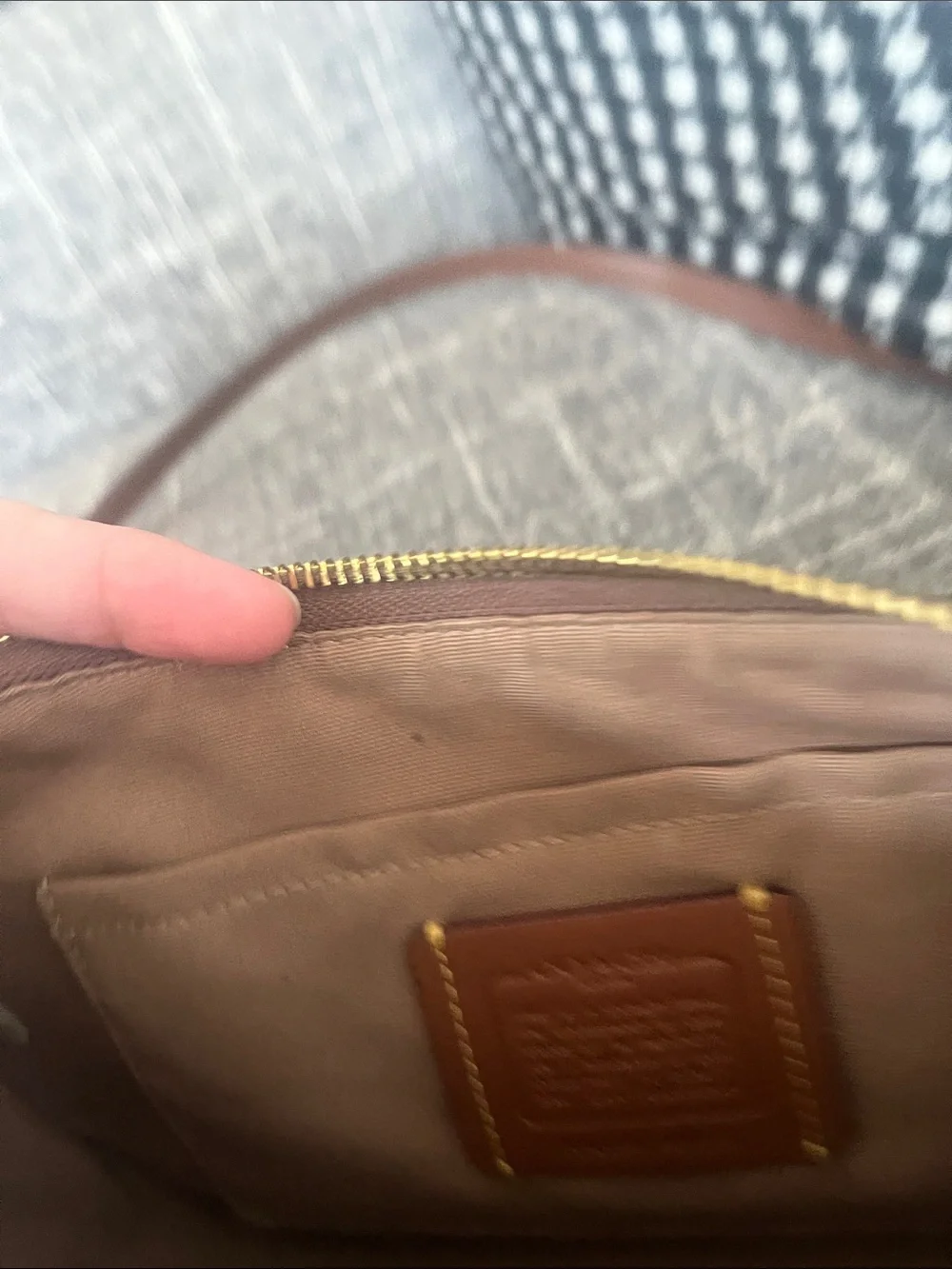 COACH Brown Signature Canvas Small Crossbody with Gold Hardware